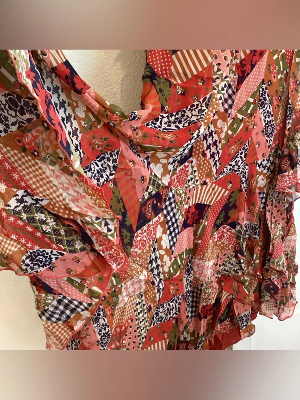 Love The Label Belinda Asymmetrical Ruffle Dress Anthropologie Boho NEW Medium